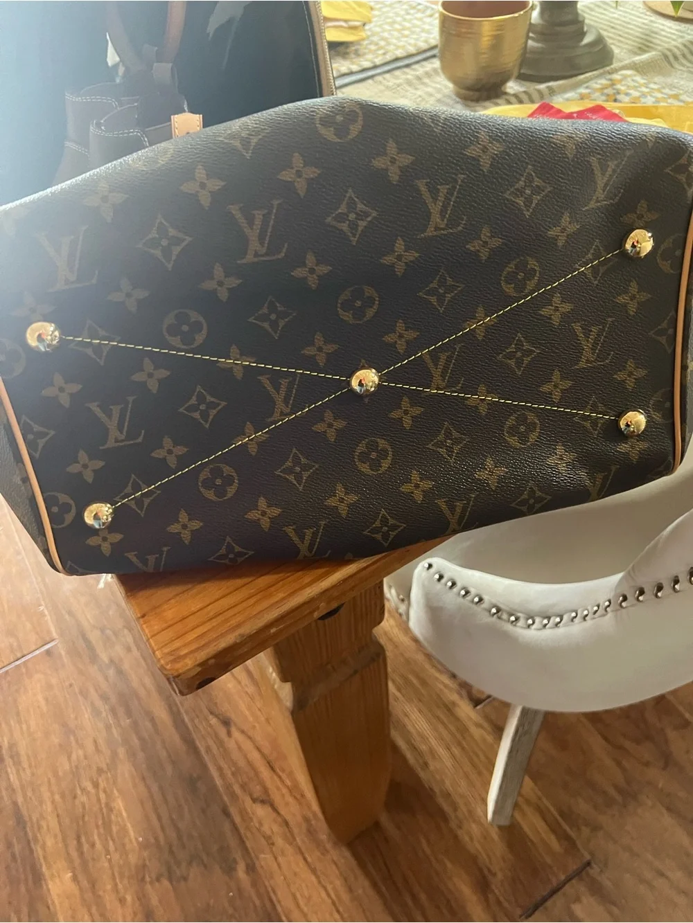Louis Vuitton Monogram Canvas Tote with Natural Leather Trim